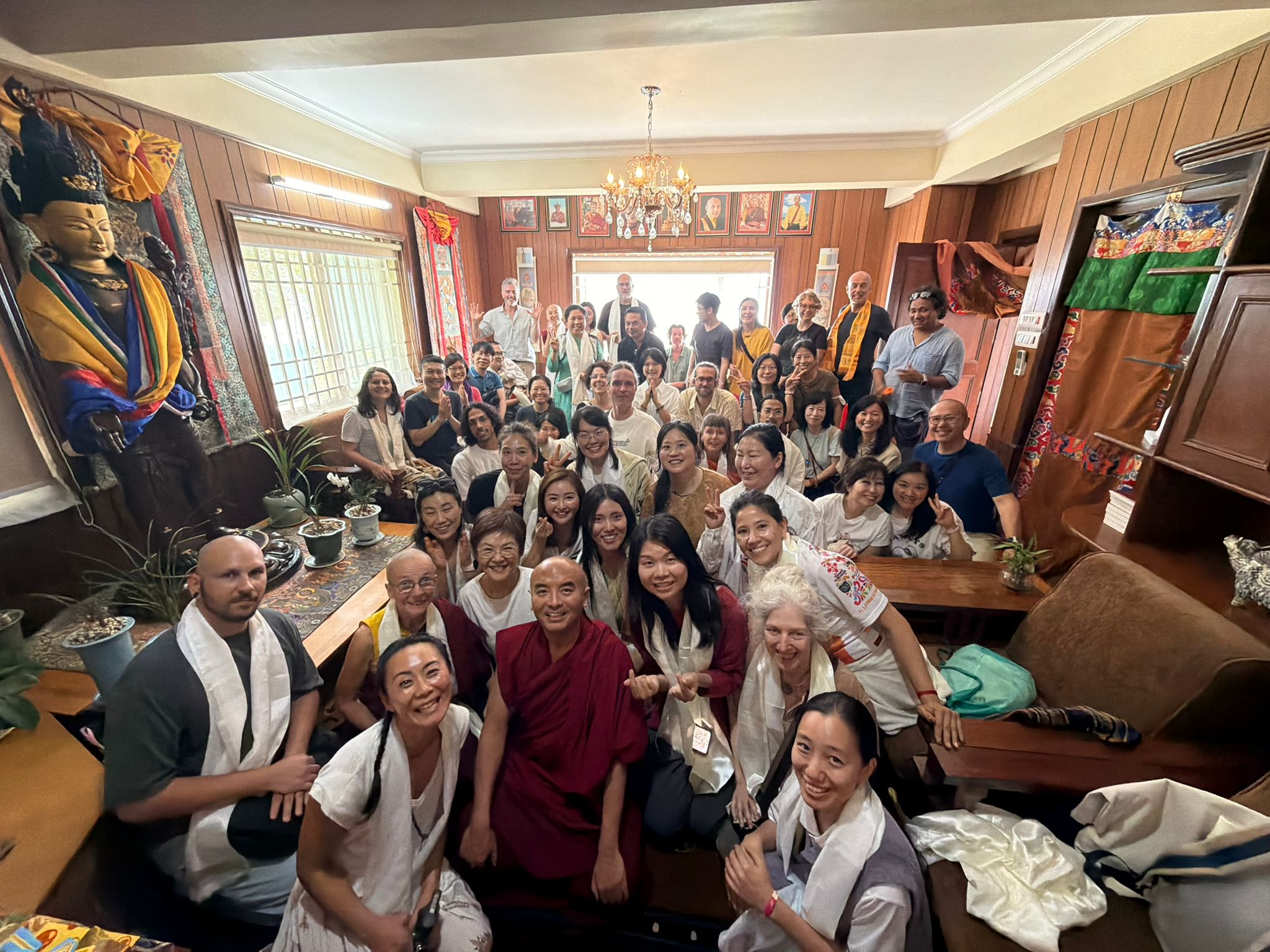 Members of the sangha gathered at a community retreat